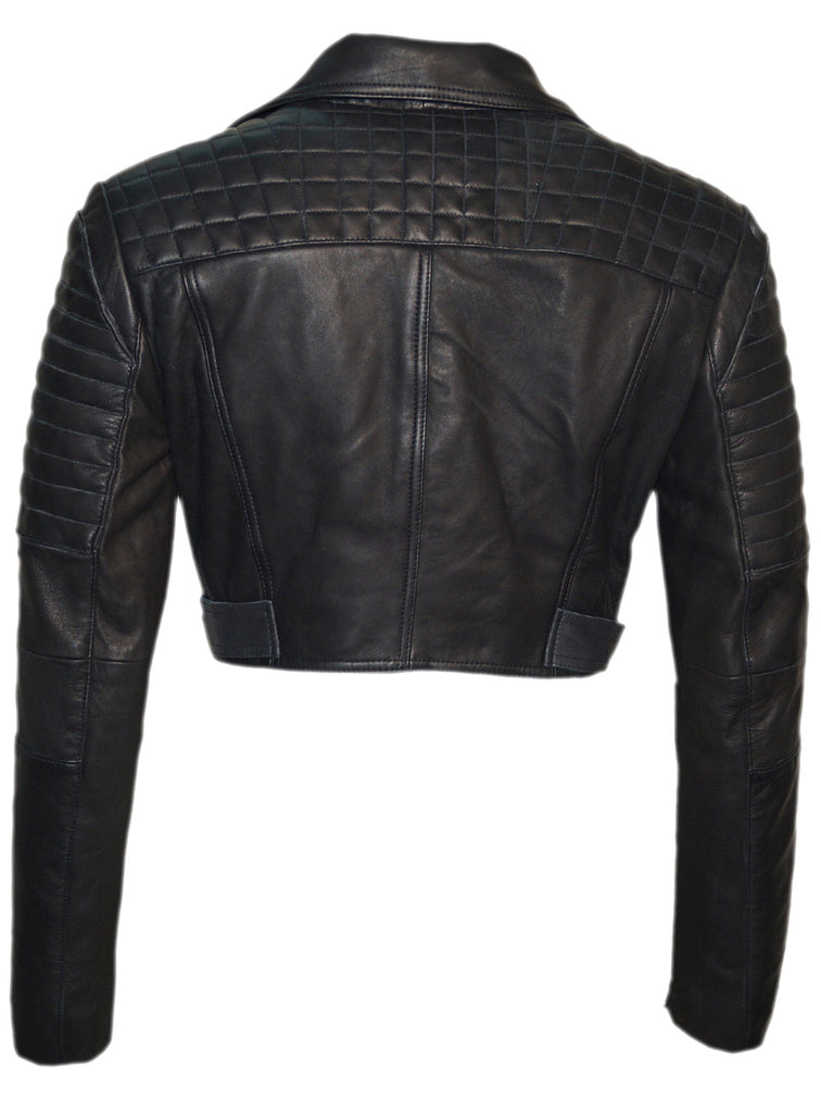 Hand made Short Cropped Bolero Style Leather Motorcycle Biker Women Jacket