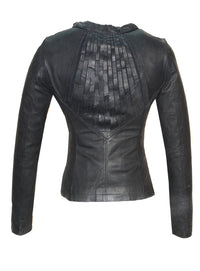 Women Designer Slashed Front Leather Women Jacket