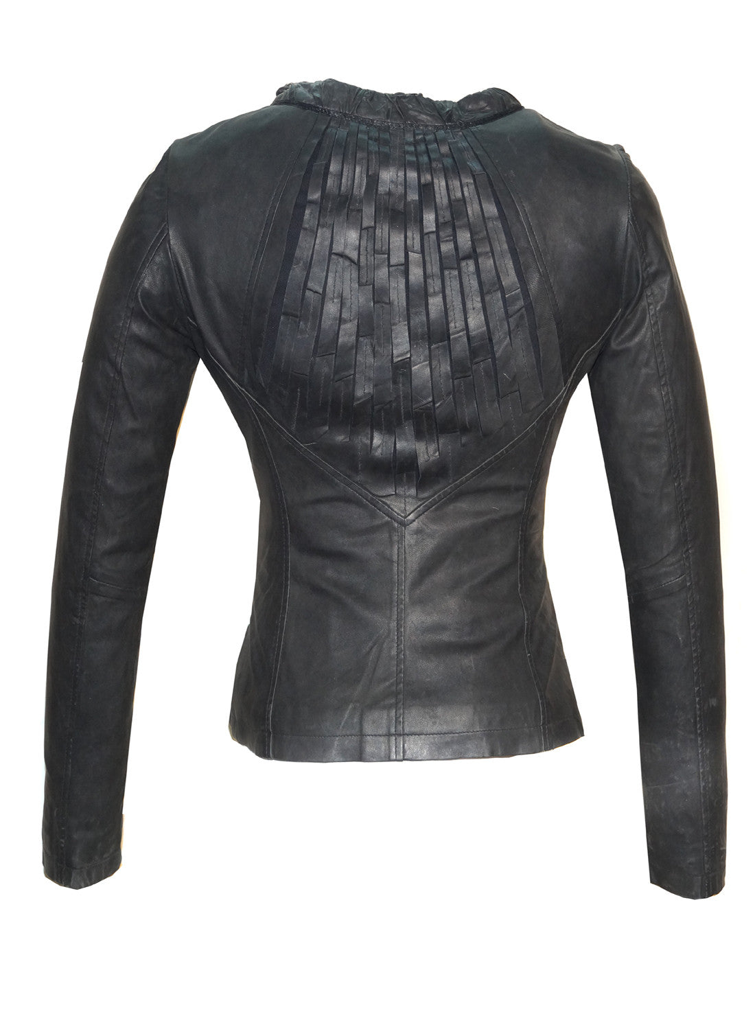 Women Designer Slashed Front Leather Women Jacket