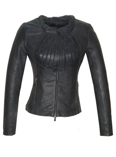 Women Designer Slashed Front Leather Women Jacket