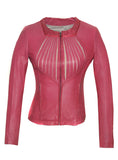 Women Designer Slashed Front Leather Women Jacket