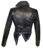 Designer Hand Made Women Leather Asymmetrical Soft Leather Jacket with High Neck Collars , Women Jacket - CrabRocks, LeatherfashionOnline
 - 3