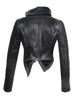 CrabRocks Women Leather Asymmetrical Soft Leather Jacket with High Neck Collars and Multi Quilted Sleeve , Women Jacket - CrabRocks, LeatherfashionOnline
 - 2