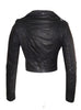 Women's Short Cropp Jacket with Bubbled Leather Washed Waxed effects