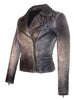 Women Motorcycle Biker Ombre Croco Printed Leather Jacket