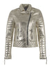 Women Designer Metallic Leather Motorcycle Biker Jacket