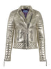 Women Designer Metallic Leather Motorcycle Biker Jacket