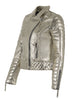Women Designer Metallic Leather Motorcycle Biker Jacket