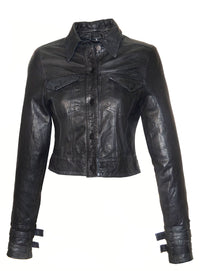 Vannamoda Crop Leather Washed Jacket