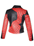 Leather Multi Studded Woman Jacket