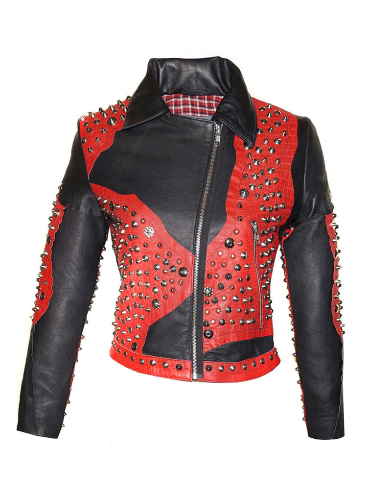 Leather Multi Studded Woman Jacket