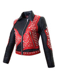 Leather Multi Studded Woman Jacket