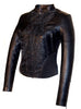 Women Abstract Beads Hand Embroidered Leather Jacket