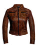 Women Washed Vintage Leather Short Jacket XS / LEATHER / Brown, Women Jacket - CrabRocks, LeatherfashionOnline
 - 6