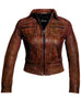 Women Washed Vintage Leather Short Jacket , Women Jacket - CrabRocks, LeatherfashionOnline
 - 5
