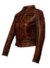Women Washed Vintage Leather Short Jacket , Women Jacket - CrabRocks, LeatherfashionOnline
 - 7