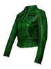 Women Washed Vintage Leather Short Jacket , Women Jacket - CrabRocks, LeatherfashionOnline
 - 3