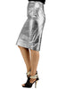 Metallic Foiled Leather Knee Length Skirt , Women Leather Skirt - CrabRocks, LeatherfashionOnline
 - 3