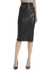 Leather Women Knee Length Pencil Skirt with Zipped Front S / Leather / Black, Women Leather Skirt - CrabRocks, LeatherfashionOnline
 - 1