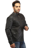 Men Vintage Crinkled Leather Biker Jacket with Dori Weave , Men Jacket - CrabRocks, LeatherfashionOnline
 - 3