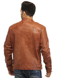 Men Vintage Crinkled Leather Biker Jacket with Dori Weave , Men Jacket - CrabRocks, LeatherfashionOnline
 - 6
