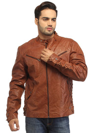 Men Vintage Crinkled Leather Biker Jacket with Dori Weave , Men Jacket - CrabRocks, LeatherfashionOnline
 - 2