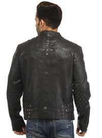 Men's Leather Washed Vintage Studded Rugged Jacket , Men Jacket - CrabRocks, LeatherfashionOnline
 - 6