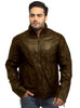Sporty Boxy Quilted Casual  Men Leather Jacket S / Leather / Brown, Men Jacket - CrabRocks, LeatherfashionOnline
 - 1