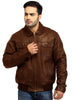 Men Real Leather Ribbed  Biker Look Bomber Jacket S / Leather / Brown, Men Jacket - CrabRocks, LeatherfashionOnline
 - 1