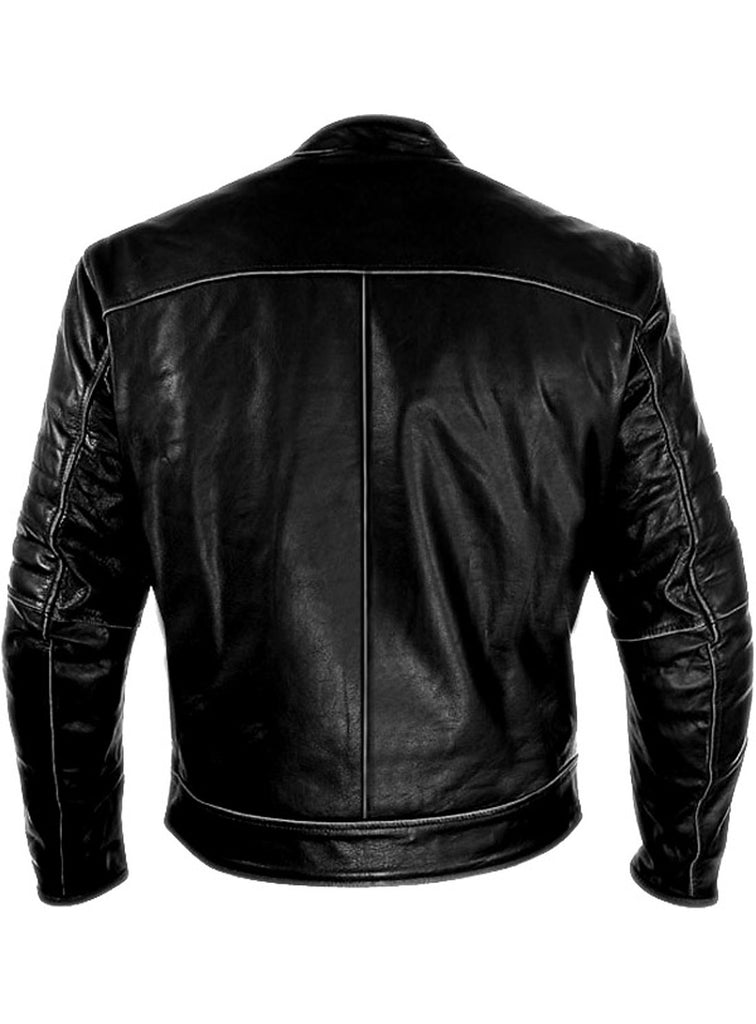 Men's Washed Basic Leather Biker Jacket washed effect , Men Jacket - CrabRocks, LeatherfashionOnline
 - 3