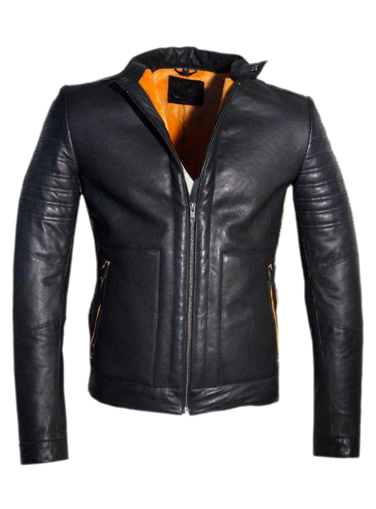 Men's Real Leather Bonded with Faux Mink Motorcycle Jacket -Hot seller , Men Jacket - CrabRocks, LeatherfashionOnline
 - 2