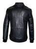 Men Leather Bomber with Leather Ribbed Collar and Structured Bonded Leather