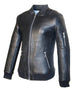 Men Leather Bomber with Leather Ribbed Collar and Structured Bonded Leather