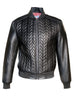 Designer Men Arrows Quilted Leather Bomber Jacket