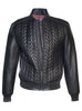 Designer Men Arrows Quilted Leather Bomber Jacket