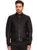 Men Leather Bomber Jacket with Designer Diamond Quilted