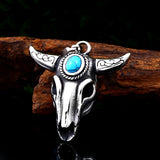 Bull with turquoise stone Pendant Stainless steel Necklace Unisex - best Seller