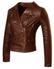 Women Leather Biker Jacket with Padded Sleeve , Women Jacket - CrabRocks, LeatherfashionOnline
 - 5