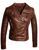 Women Leather Biker Jacket with Padded Sleeve Brown / XS / LEATHER, Women Jacket - CrabRocks, LeatherfashionOnline
 - 4