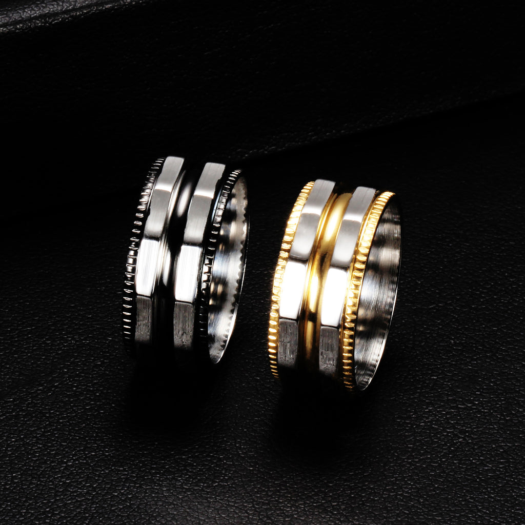 Titanium Steel Men Ring Gear Rings for Men Black Gold Color Male Ring Punk Style Party Jewelry