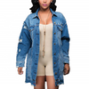 Spring And Summer  Street Fashion Women Long  Blue Denim Jacket/Shirt Ladies Jean Jacket