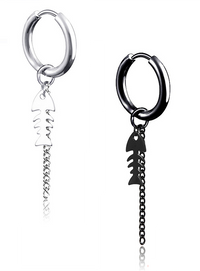 Cool Vintage Punk / Gothic/ Rock  Stainless Steel Ear Ring Heart Shape with chain