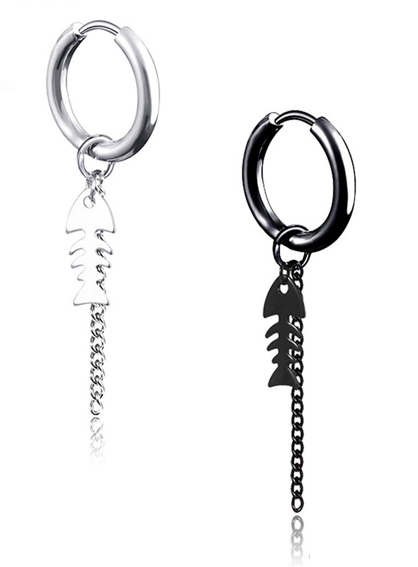 Cool Vintage Punk / Gothic/ Rock  Stainless Steel Ear Ring Heart Shape with chain