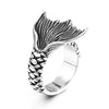 Mystical mermaid men's ring vintage antique stainless steel fashion .