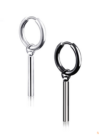 Cool Vintage Punk / Gothic/ Rock  cylinder tube Stainless Steel Ear Ring