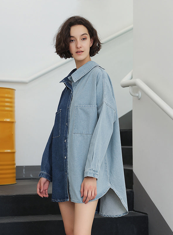 Denim Women Shirt Long Sleeve Loose Big Size Autumn Fashion Long Shirt