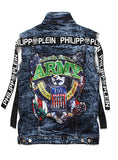 Top Sale Men Sleeveless Embroider Cotton Denim Jacket Punk Gothic