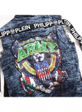 Top Sale Men Sleeveless Embroider Cotton Denim Jacket Punk Gothic