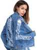 Spring And Summer  Street Fashion Women Cutwork/ Distress   Blue Denim Jacket/Shirt Jacket