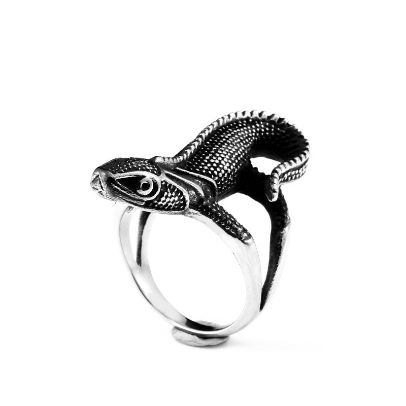 Classic animal lizard men's ring fashion stainless steel punk jewelry gift